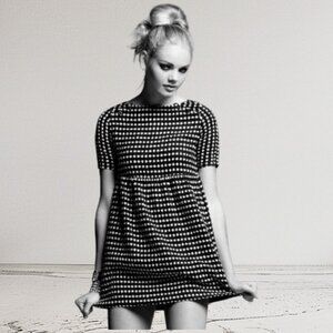 Ace & Jig Black Polka Dot Linen Blend Babydoll Mini Dress